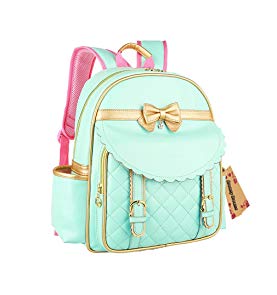 PU Girls Back Pack Cute Bowknot Elementary School Backpack Bookbag Small Green