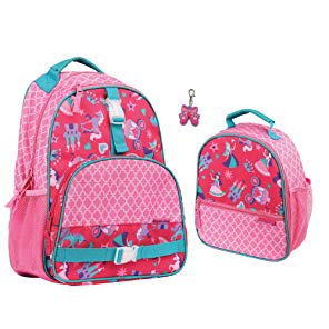 Stephen Joseph Girls Princess Backpack and Lunch Box with Zipper Pull Charm
