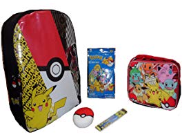New Pokemon Large Backpack Lunch Box and Decorated Wood Pencils