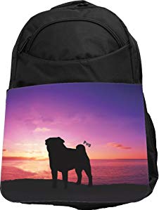 Rikki Knight UKBK Pug Dog at Sunset Tech BackPack - Padded for Laptops & Tablets Ideal for School or College Bag BackPack