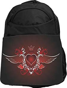Rikki Knight UKBK Love Heart Wings Tech BackPack - Padded for Laptops & Tablets Ideal for School or College Bag BackPack