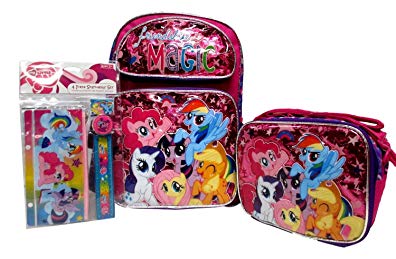 My Little Pony Large 16 Backpack Book Bag & Lunch Box