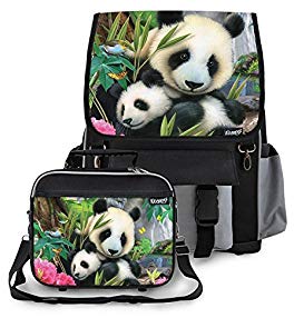 Kidaroo Precious Pandas School Backpack & Lunchbox for Girls, Boys, Kids